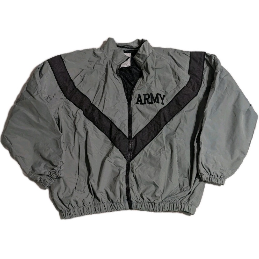 US Army IPFU Training Jacket‎ Large Regular Gray Full Zip Windbreaker